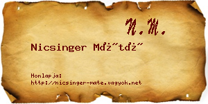 Nicsinger Máté névjegykártya